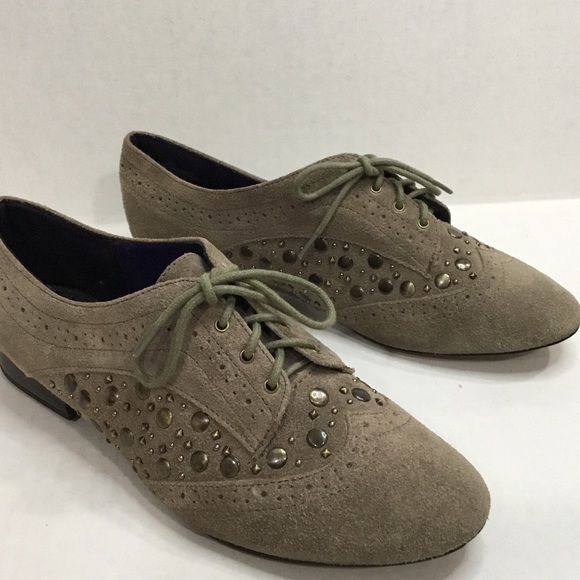 Libby Edelm Raina Suede Lace Up Studded Flats - Picture 9 of 11